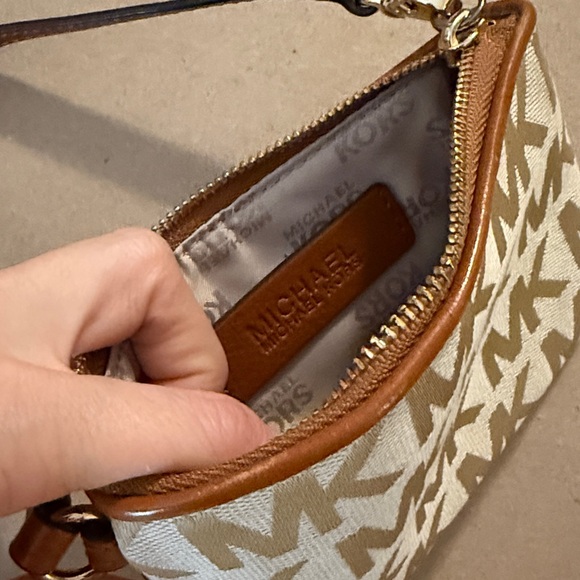 Michael Kors Tan and Brown Logo Wristlet - Picture 3 of 7